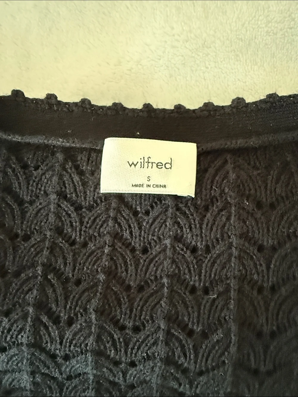 Aritzia Black Open-Knit V-Neck Button Cardigan